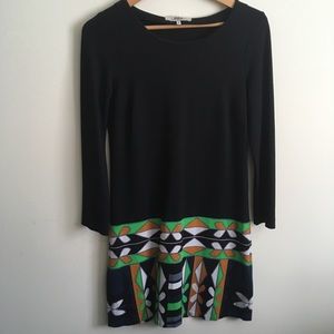 Tibi | Green and Black Long Sleeve Dress Small